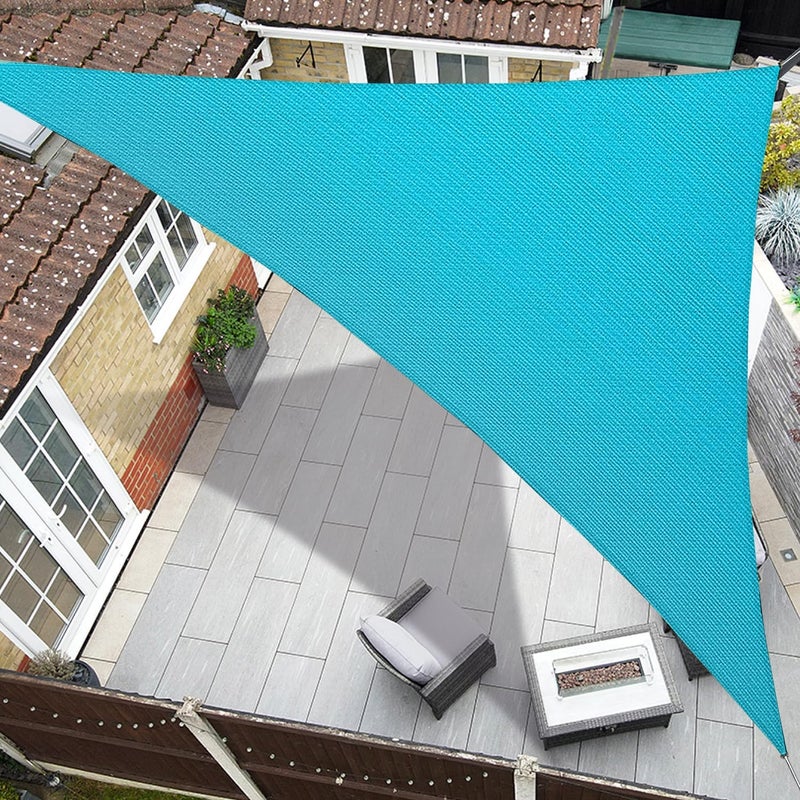 Coumavin 20'x20'x20' Sun Shade Sail Triangle Outdoor UV Block Canopy Sunshade Cover for Backyard Porch Pergola Deck Garden Patio, Turquoise - Image 1